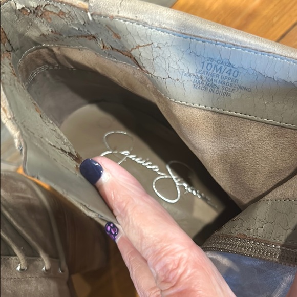 Jessica Simpson Taupe Ankle Boots with Zipper and Buckle Detail Booties - Picture 9 of 13